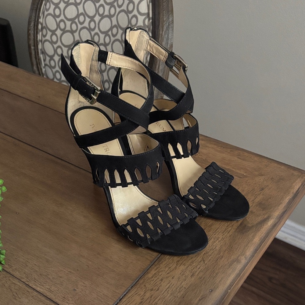 Black Strappy Suede Heels
